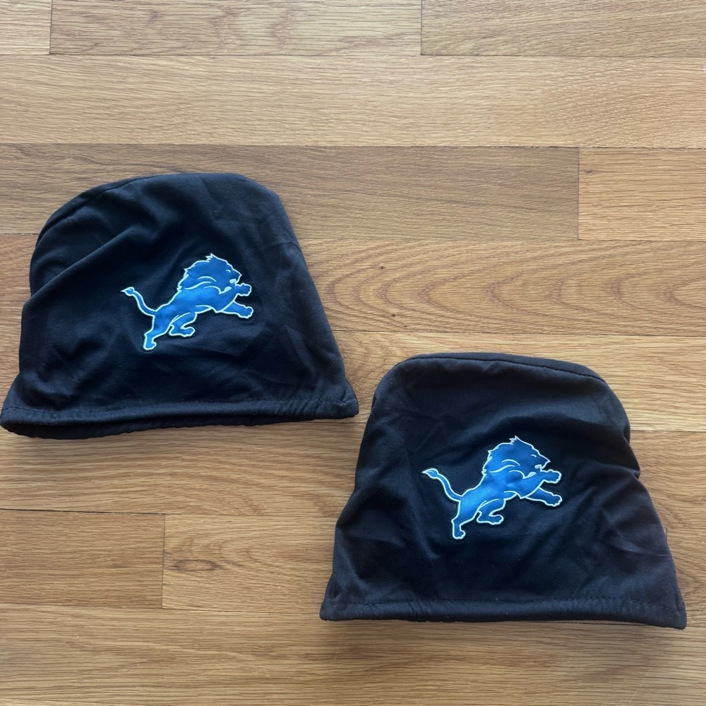 Detroit Lions Car Seat Headrest Covers – Black – Set of 2